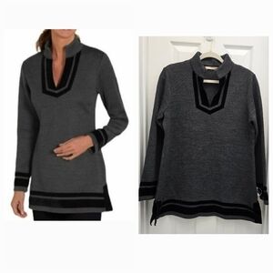 Soft Surroundings Black and Gray Tunic Top, SZ M, PRE-OWNED